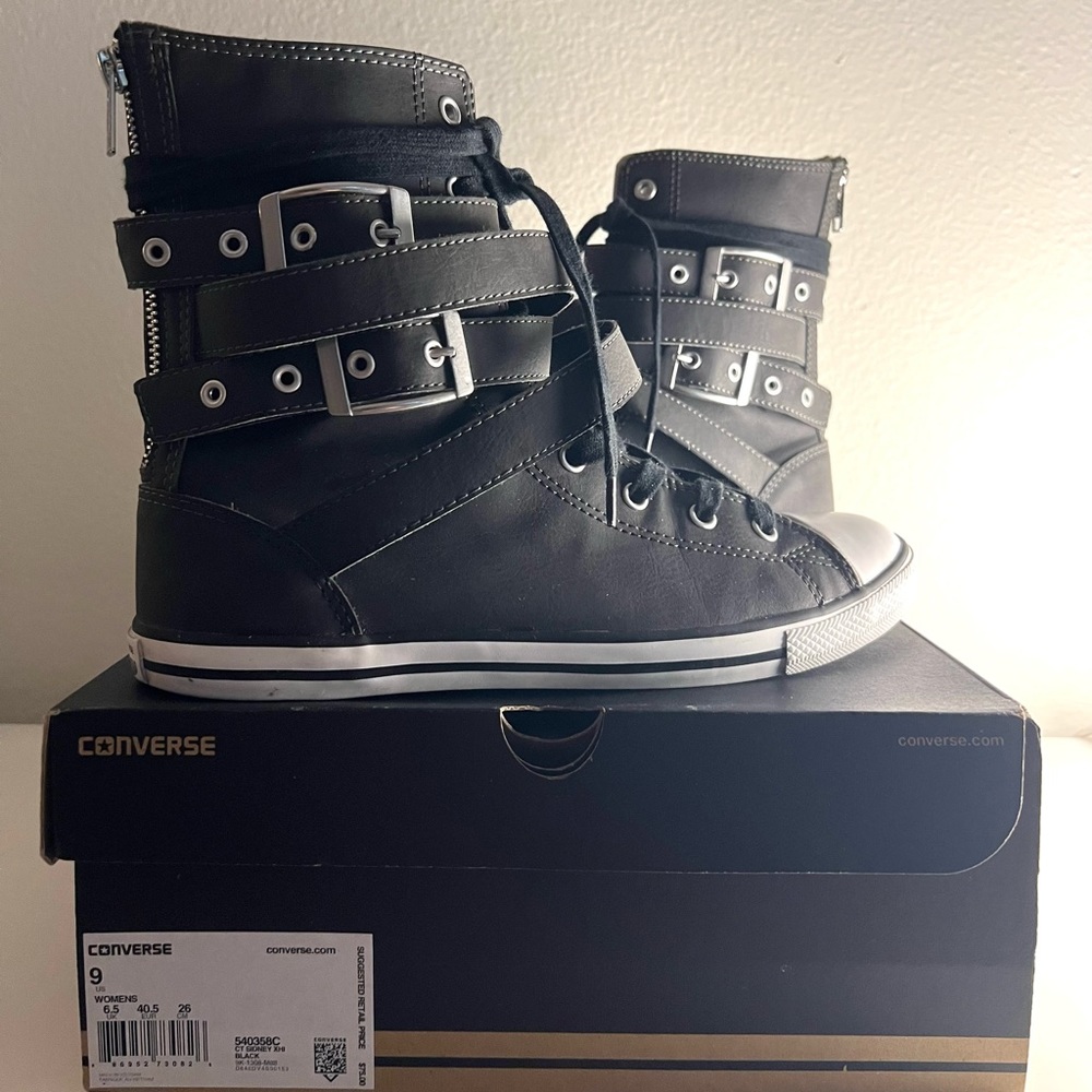 Converse CT Sydney XHI black high tops with adjustable straps